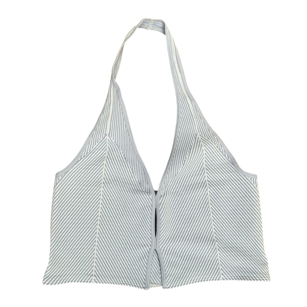 Anthropologie Striped Crop Top - Blue and White